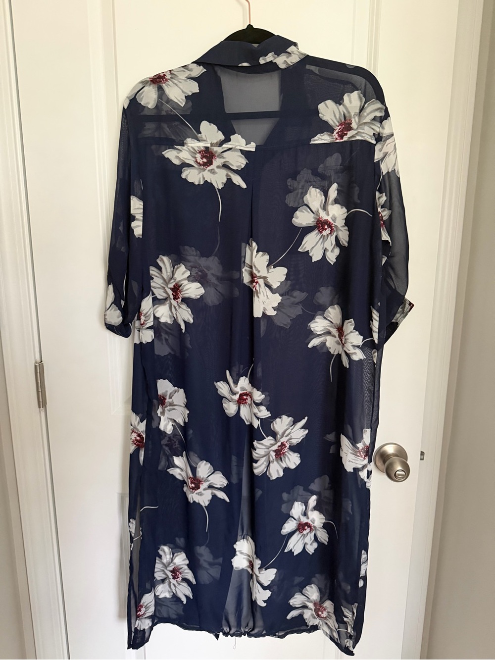 Navy Floral Sheer Duster Kimono